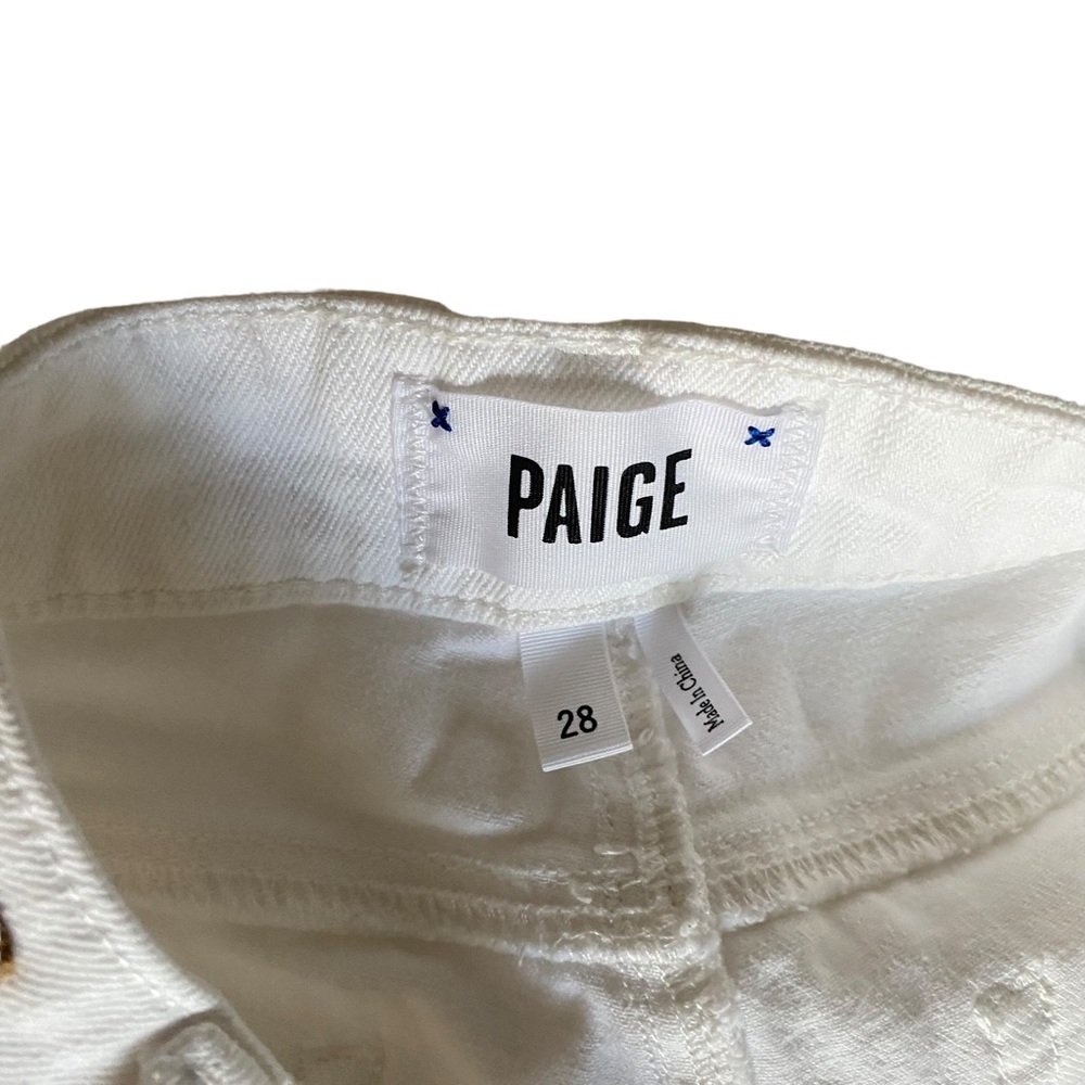 PAIGE Jax Bermuda white Shorts Rolled Cuff or Raw Hem Size 28 - Picture 10 of 12